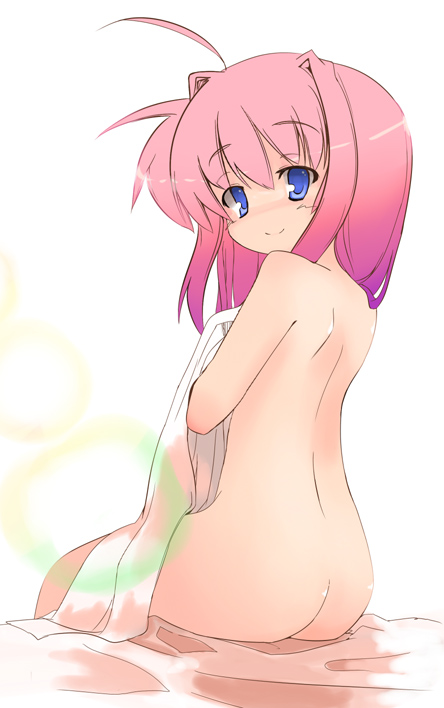 ass back caro_ru_lushe female lyrical_nanoha mahou_shoujo_lyrical_nanoha_strikers maiku nude pink_hair rule34