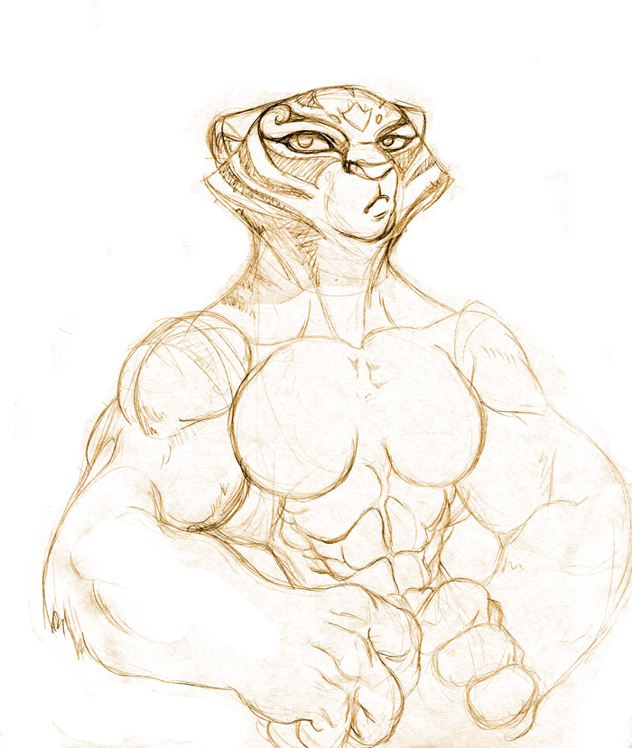abs anthro biceps breasts brown_and_white dreamworks e621 felid female frown kung_fu_panda mammal master_tigress monochrome muscular muscular_anthro muscular_female nude pantherine sketch solo stripes tiger unknown_artist