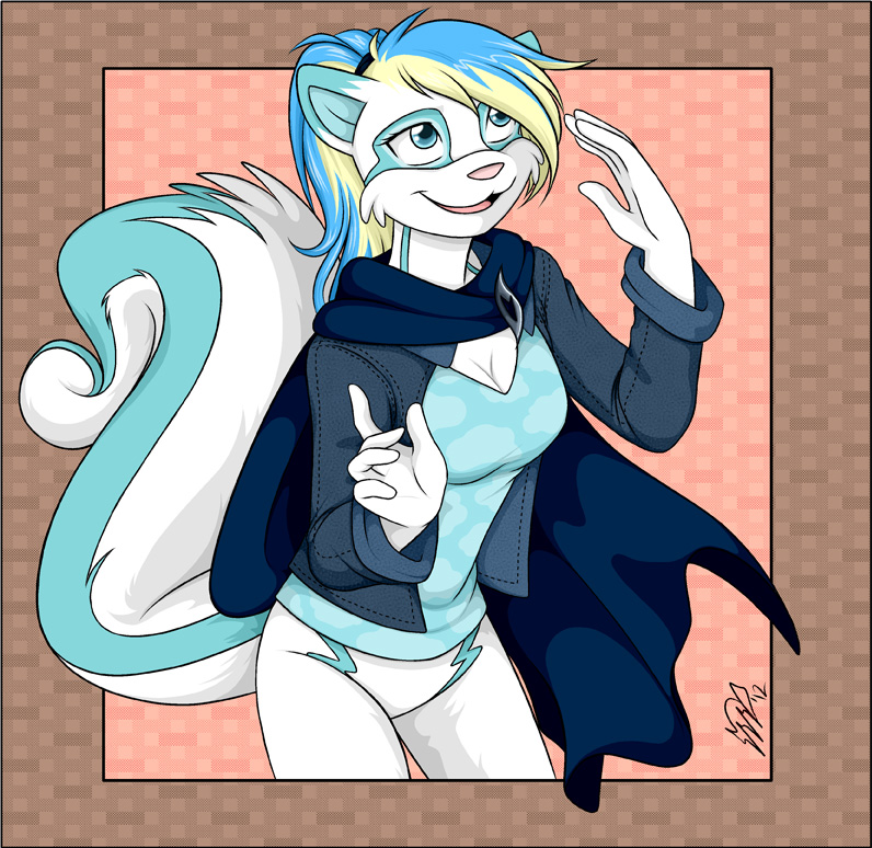 akane-the-fox anthro blue_eyes e621 female lutari mammal mustelid neopet_(species) neopets pink_nose solo tail