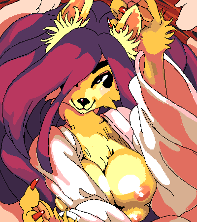 4_breasts anthro areola bathrobe black_nose breasts canid canine clothed clothing digital_media_(artwork) e621 female fox hair harami low_res mammal multi_breast nipples oekaki open_clothing open_shirt open_topwear partially_clothed red_hair robe shirt solo supernumerary_breasts topwear