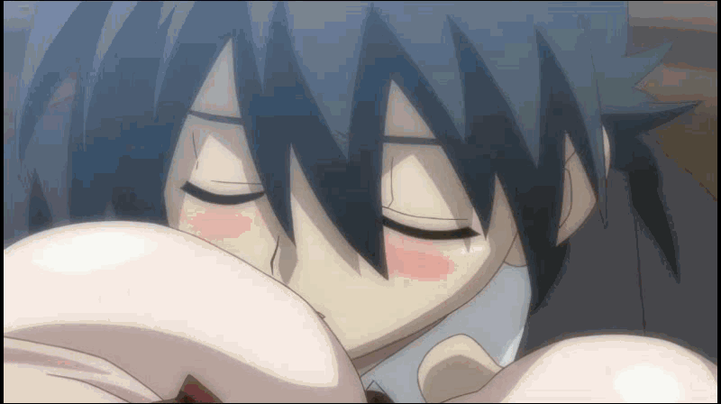 1boy animated blush breast_sucking breastfeeding breasts female grope huge_breasts itou_makoto katsura_kotonoha male rule34 school_days