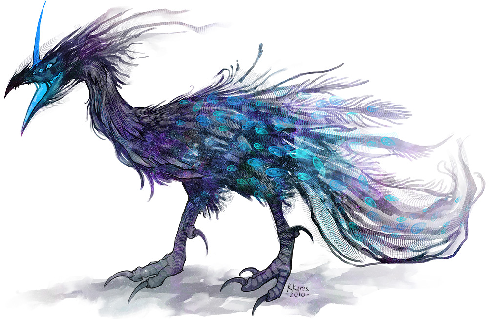 ambiguous_gender avian beak bird claws e621 feathers feral glowing horn multi_eye nathradas simple_background solo white_background