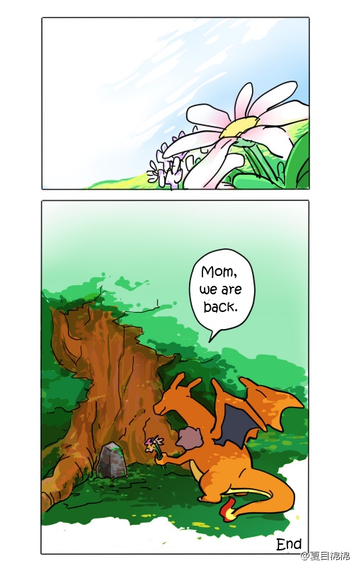 5:8 alternate_version_at_source ambiguous_gender biped charizard comic ditto_(pokemon) dragon duo e621 fire flaming_tail flower generation_1_pokemon goo_creature grave membrane_(anatomy) membranous_wings mythological_creature mythological_scalie mythology nintendo orange_body orange_skin outside plant pokemon pokemon_(species) rear_view scalie shaded shinkichi sky standing tail three-quarter_view wings