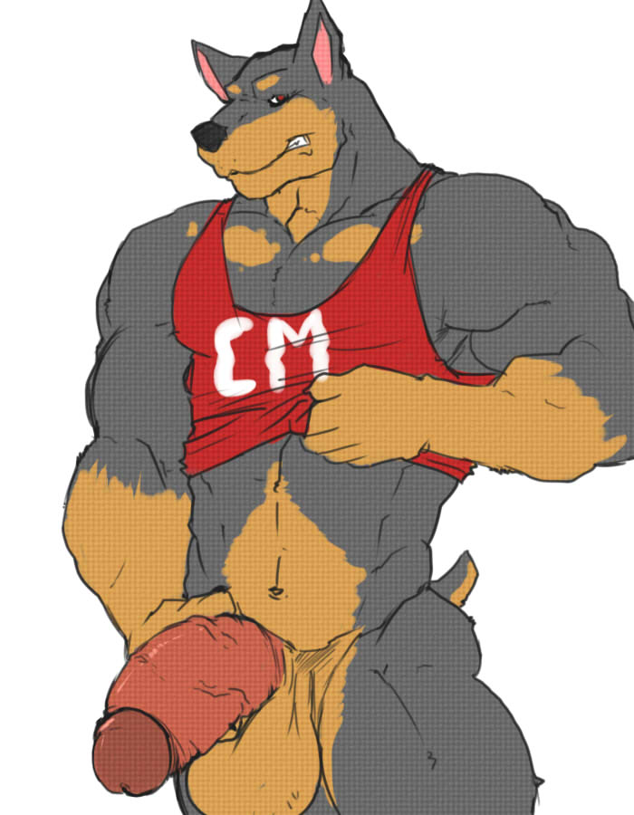 2010 abs anthro balls biceps big_balls big_muscles big_penis biped bottomless canid canine canis circumcised clothed clothing domestic_dog e621 erection genitals half-erect komboochie looking_at_viewer male mammal mastiff molosser muscular muscular_anthro muscular_male navel nude pecs penis rottweiler simple_background solo standing thick_penis vein white_background