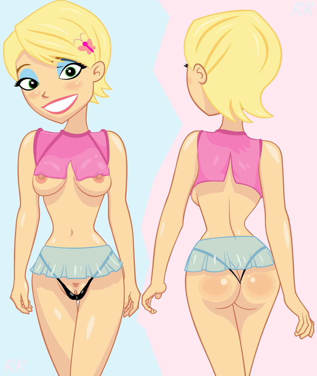 1girls 6teen ass blonde_hair breasts bubble_ass bubble_butt caitlin_cooke clothing female female_only medium_breasts panties pointy_chin randomrandom rule34 skirt solo thong