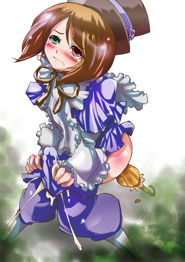 1futa ass blush bottomless_skirt brown_hair cum cum_drip cum_in_clothes cumshot dickgirl ejaculation embarrassed embarrassed_nude_futa erection_under_skirt funky_function futa_only futanari hands-free handsfree_ejaculation hat heterochromia intersex object_insertion penis penis_bulge penis_under_clothes penis_under_skirt rozen_maiden rule34 skirt skirt_lift solo souseiseki tagme tenting umbrella