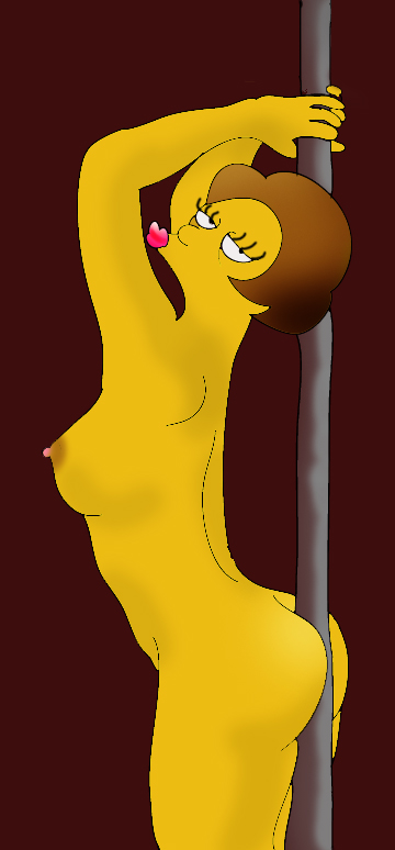 20th_century_studios accurate_art_style ass breasts color edna_krabappel female female_only human nude pole rule34 side_view solo standing tagme the_simpsons yellow_body yellow_skin