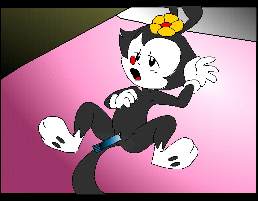 animaniacs black_fur color dildo dot_warner female female_only feral flower fur insertion lying masturbation nude on_back pussy red_nose rule34 solo tagme vulva white_fur