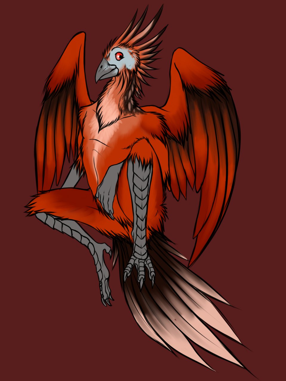 2012 3:4 anthro avian beak bird demoniccompendium e621 feathered_wings feathers hi_res hoatzin male nude solo wings