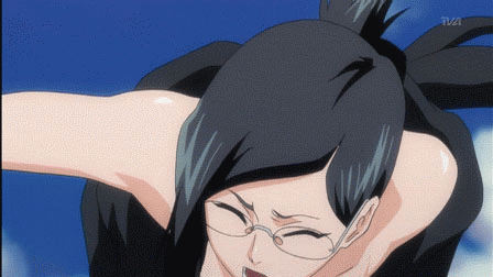 animated bleach blush female glasses ise_nanao lowres nipples nude_filter photoshop rule34 tentacle