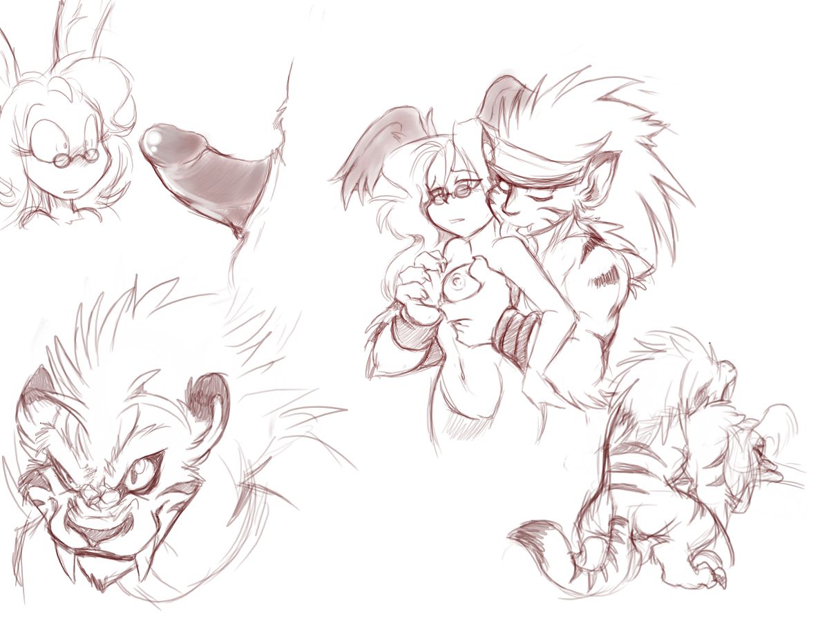 anthro breath_of_fire breath_of_fire_iii feline female fur furry glasses humanoid male mel_the_hybrid momo_(breath_of_fire) penis rei_(breath_of_fire) rule34 tiger weretiger