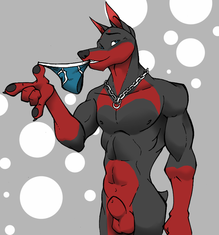 animal_genitalia anthro balls briefs canid canine canis chain clothing clothing_pull domestic_dog dragondrawer e621 flaccid fully_sheathed genitals humanoid_pointy_ears jewelry linkin linkin_monroe looking_at_viewer male mammal necklace penis pointy_ears sheath solo underwear underwear_pull