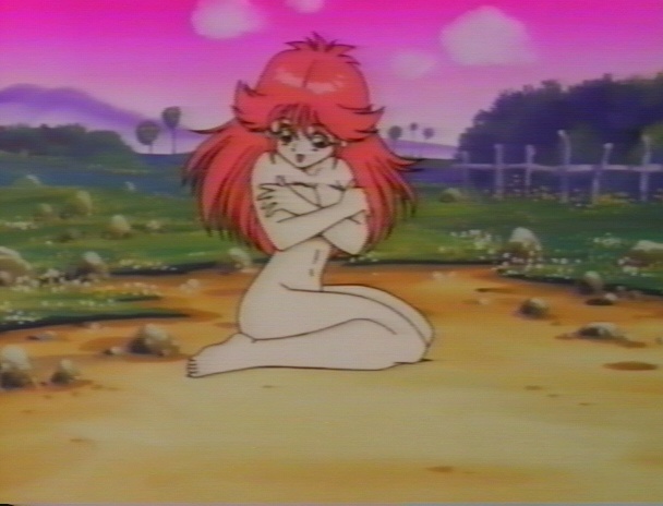 1girls 90s big_breasts breasts busty cleavage covering_breasts dragon_half female female_only navel nude nudity rule34 screencap solo veena_(dragon_half)