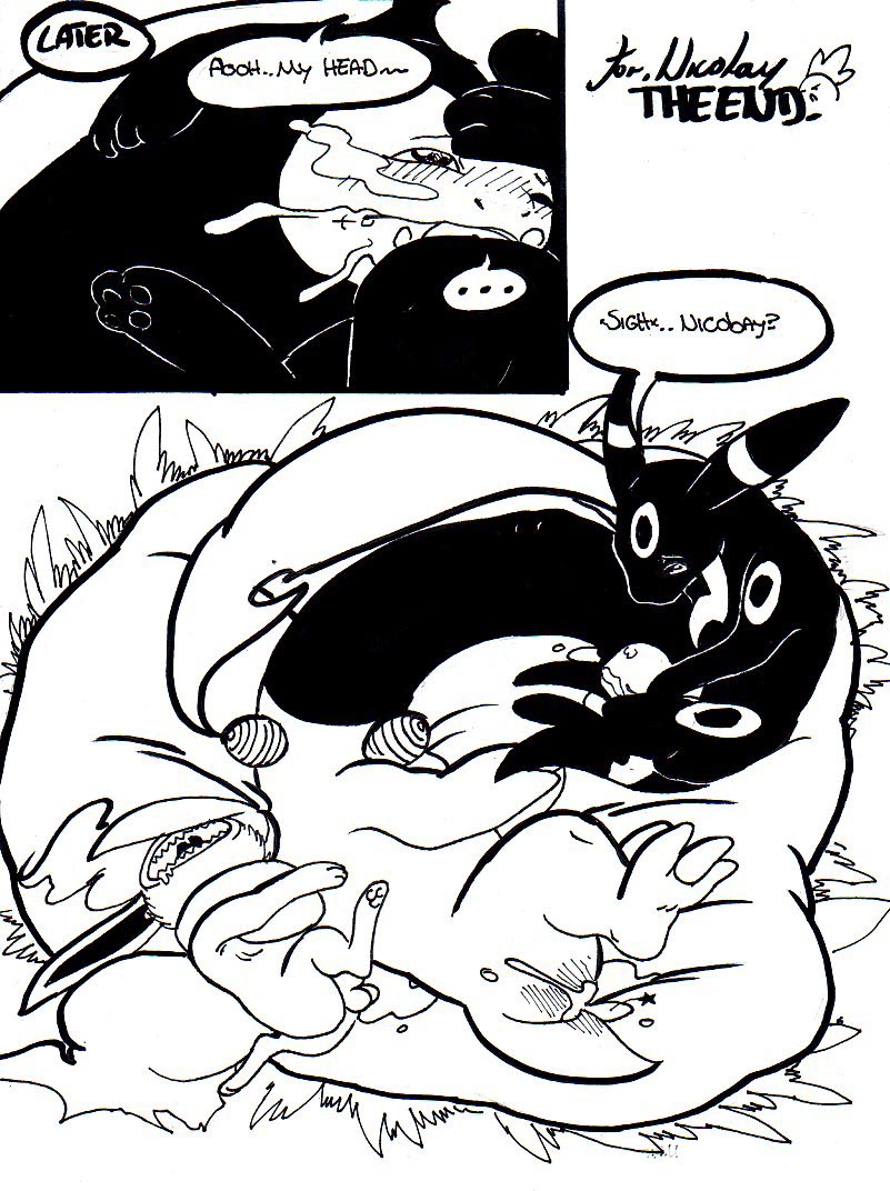 after_anal after_orgasm after_sex anal anthro anthro_on_anthro anthro_penetrated anthro_penetrating anthro_penetrating_anthro balls bayleef bird's-eye_view blush bodily_fluids canid canine comic cum cum_in_ass cum_in_mouth cum_inside cum_on_face dark_body dark_fur dialogue digital_drawing_(artwork) digital_media_(artwork) drunk e621 eeveelution ellipsis english_text fan_character father_(lore) fellatio fever_(nicobay) flareon fur generation_1_pokemon generation_2_pokemon genital_fluids genitals group group_sex head_between_thighs high-angle_view incest_(lore) larger_sub looking_pleasured lying male male/male male_penetrated male_penetrating male_penetrating_male mammal monochrome multiple_scenes nicobay nintendo on_side open_mouth oral oral_penetration orgasm orgasm_face parent_(lore) penetration penile penis penis_base pokemon pokemon_(species) saliva sex sharp_teeth size_difference skrien small_balls small_penis speech_bubble submissive substance_intoxication tderek99 teeth text threesome toony umbreon
