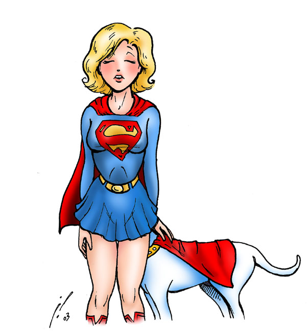 2d blonde_hair canine canine_on_human closed_eyes dc dc_comics dc_silver_age female female_on_feral feral feral_on_female feral_on_human human human_female human_on_feral implied_bestiality implied_cunnilingus implied_zoophilia interspecies krypto loving_it miniskirt pale-skinned_female pale_skin pleasure_face rule34 supergirl superman_(series) tagme zoophilia