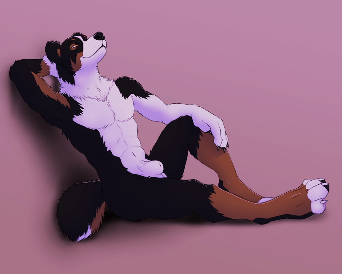 5:4 abs abstract_background against_surface against_wall animal_genitalia anthro balls barefoot bent_arm bent_leg bernese_mountain_dog biped black_body black_fur brown_body brown_eyes brown_fur canid canine canis claws detached_sheath digitigrade domestic_dog e621 extended_arm extended_leg feet fully_sheathed fur genitals hand_behind_head hand_on_leg hand_on_own_leg hand_on_own_shin hand_on_shin holding_leg holding_shin knee_pulled_up leaning leaning_backward male mammal molosser mountain_dog muscular muscular_anthro muscular_male nude paws pecs pinup planted_leg pose raised_arm reclining sheath side_view simple_background sitting solo swiss_mountain_dog touching_knee touching_leg touching_own_knee touching_own_leg virtyalfobo white_body white_fur wrist_on_knee wrist_on_leg