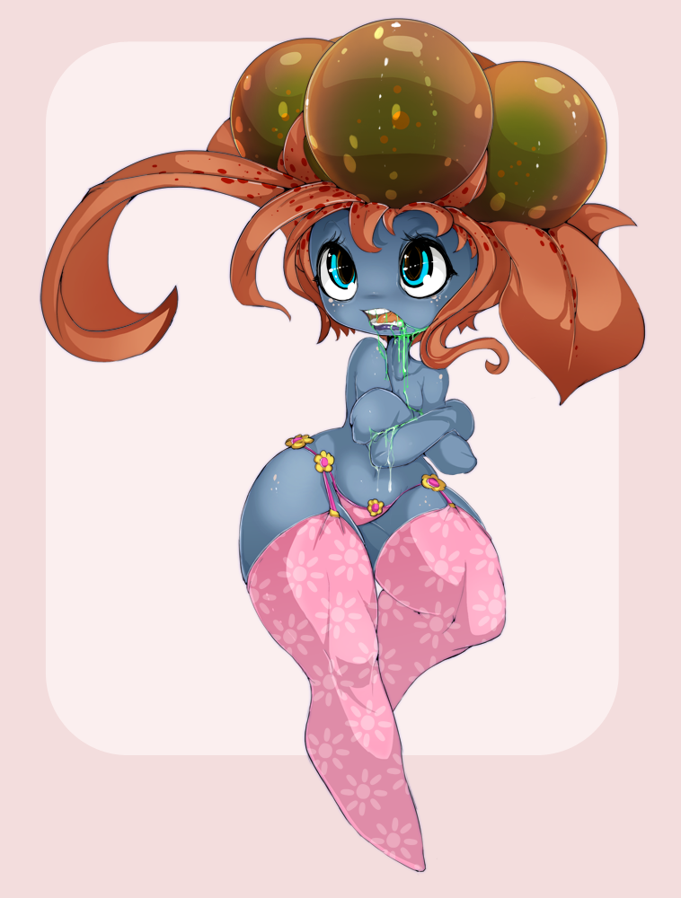 blue_body blue_eyes blue_skin bodily_fluids drooling e621 elemental_creature female flora_fauna flower flower_creature generation_1_pokemon gloom_(pokemon) humanoid lips nintendo plant pokemon pokemon_(species) saliva slugbox solo wide_hips