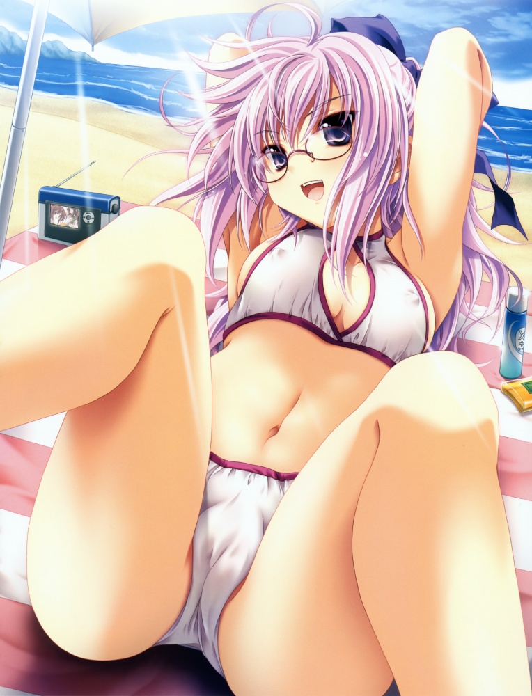 beach bikini cameltoe erect_nipples female megane miyama-zero mizugi nipples pussy rule34
