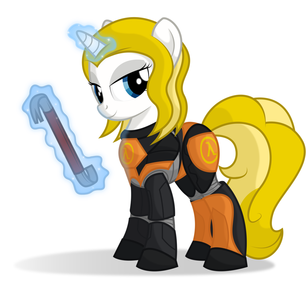 alpha_channel alternate_species blonde_hair blue_eyes crossgender crossover crowbar e621 equid equine female feral feralized friendship_is_magic gordon_freeman hair half-life hasbro hev_suit horn levitation looking_at_viewer magic mammal mtf_crossgender my_little_pony mythological_creature mythological_equine mythology ponification shadow simple_background solo tail tools transparent_background unicorn unknown_artist valve valve_corporation