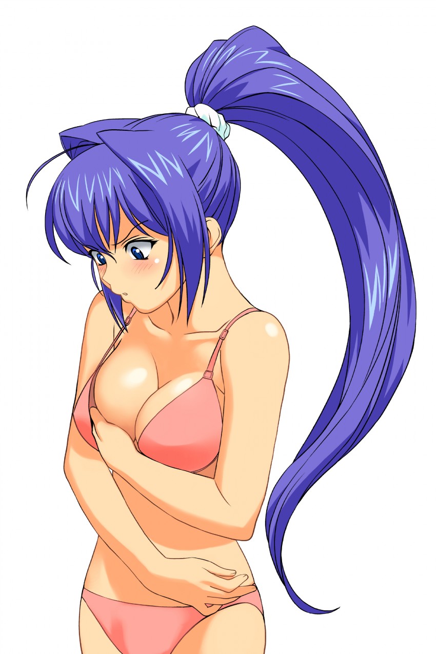 blue_eyes blue_hair blush breasts female kimi_ga_nozomu_eien mitsuki_hayase rule34 solo swimsuit tagme