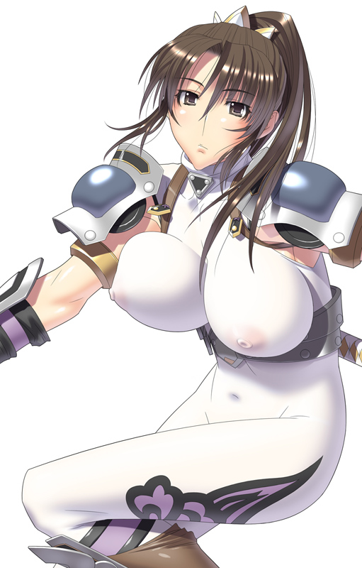 breasts brown_eyes brown_hair elbow_gloves erect_nipples female female_only gloves huge_breasts human kansuke long_hair navel nipples poorly_tagged rule34 solo soul_calibur taki_(soulcalibur) thighs