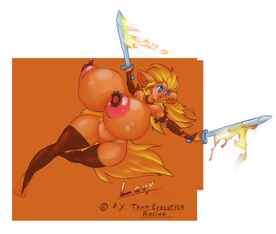 anthro breasts color dual_wield eeveelution female female_only fire flareon front_view fur furry hyper_genitalia nude pokemon pokemon_(species) pussy rule34 solo sword vulva weapon