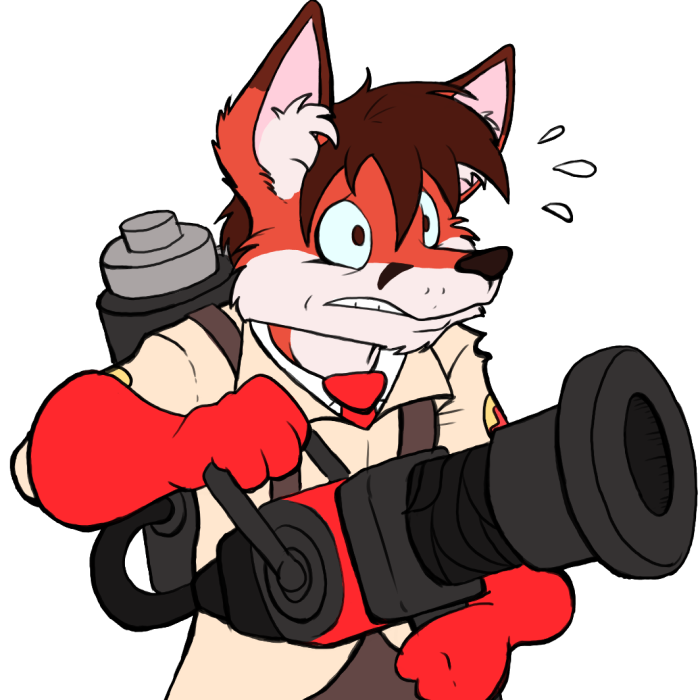 1:1 alpha_channel anthro brown_hair canid canine clothing e621 fox gloves hair handwear male mammal medi_gun medic_(team_fortress_2) simple_background solo team_fortress_2 teeth transparent_background valve valve_corporation zombiecat