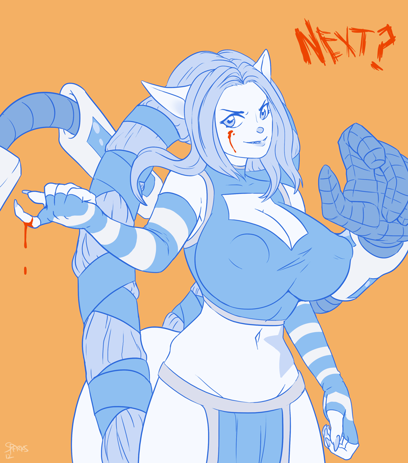 anthro biped blood bodily_fluids braided_hair breasts chaosie clothed clothing cybernetics cyborg domestic_cat e621 felid feline felis female hair looking_at_viewer machine mammal mistresssparkles solo standing tattoo