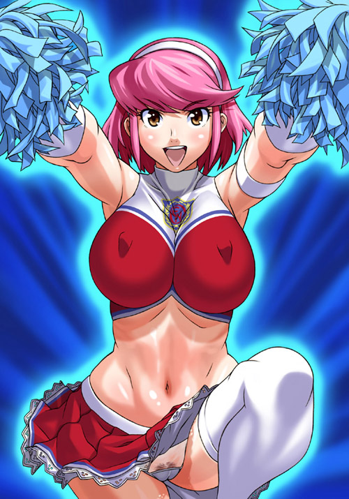 cheerleader erect_nipples female kei_(bekei) kei_(pixiv14657) midriff nipples osu!_tatakae!_ouendan osu_tatakae_ouendan ouendan panties pantyshot pink_hair rin_shirosaki rule34 shirosaki_rin thighhighs