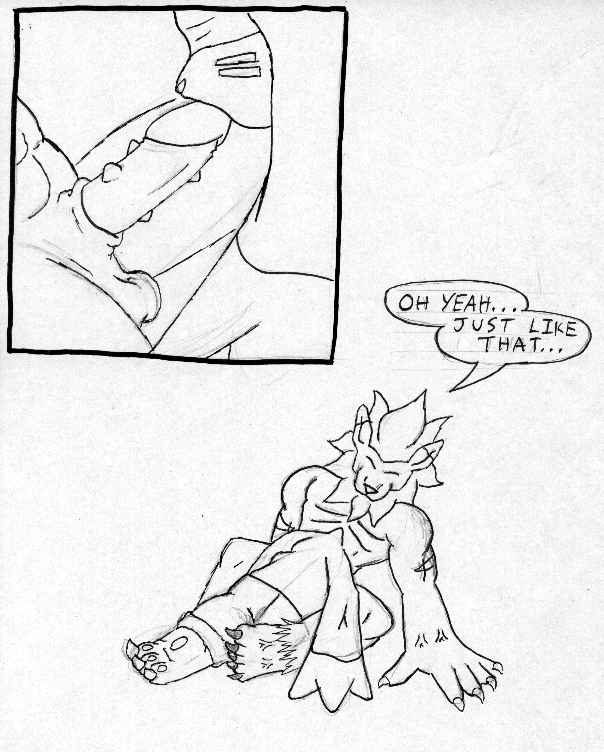 comic digimon gargomon leomon male male_only monochrome rule34 tagme