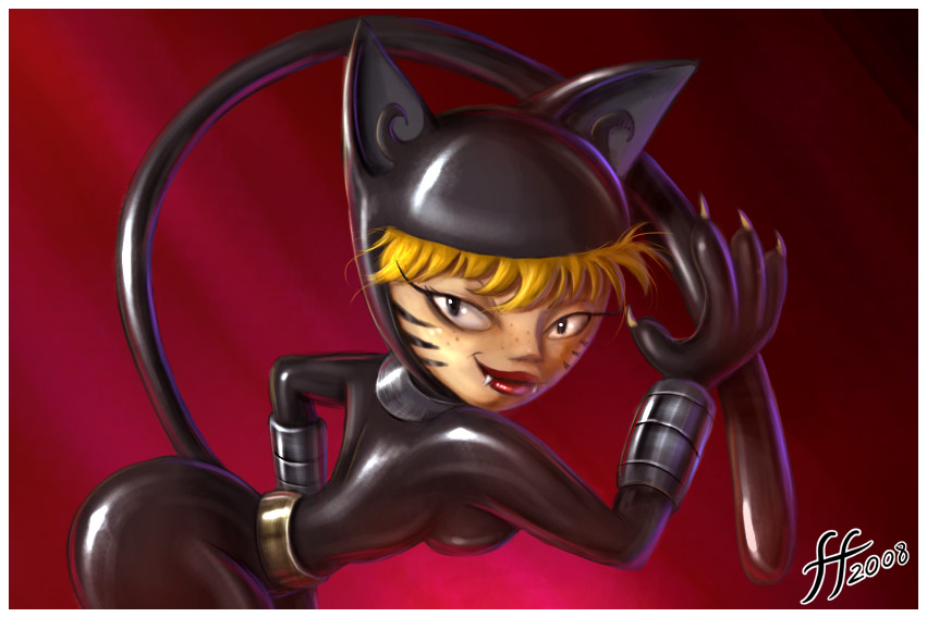 2008 border cat_costume clothing costume e621 female fernando_faria grin katnappe looking_at_viewer smile solo tail white_border xiaolin_showdown