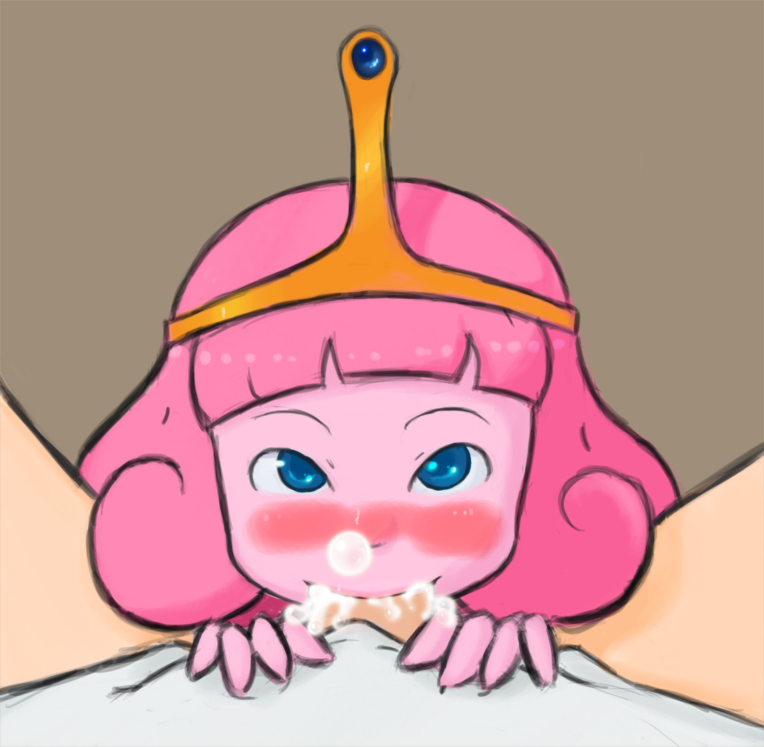1boy 1girls adventure_time cum cum_in_mouth cum_out_nose deepthroat fellatio female finn_the_human male oral penis pink_hair pink_skin pov princess_bubblegum rule34 straight threeworlds young