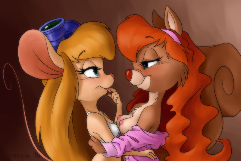 anthro bra chip_'n_dale_rescue_rangers clothing disney female gadget_hackwrench mouse nezuya nipples rodent rule34 sciurid squirrel tammy_squirrel tree_squirrel yuri