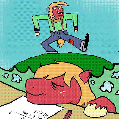 1:1 animated animated_gif anthro anthrofied big_macintosh_(mlp) blonde_hair bottomwear clothing dream e621 earth_pony equid equine eyes_closed feral friendship_is_magic hair hasbro horse low_res male mammal math mathguydrawsponies my_little_pony pants pony running short_playtime sleeping solo
