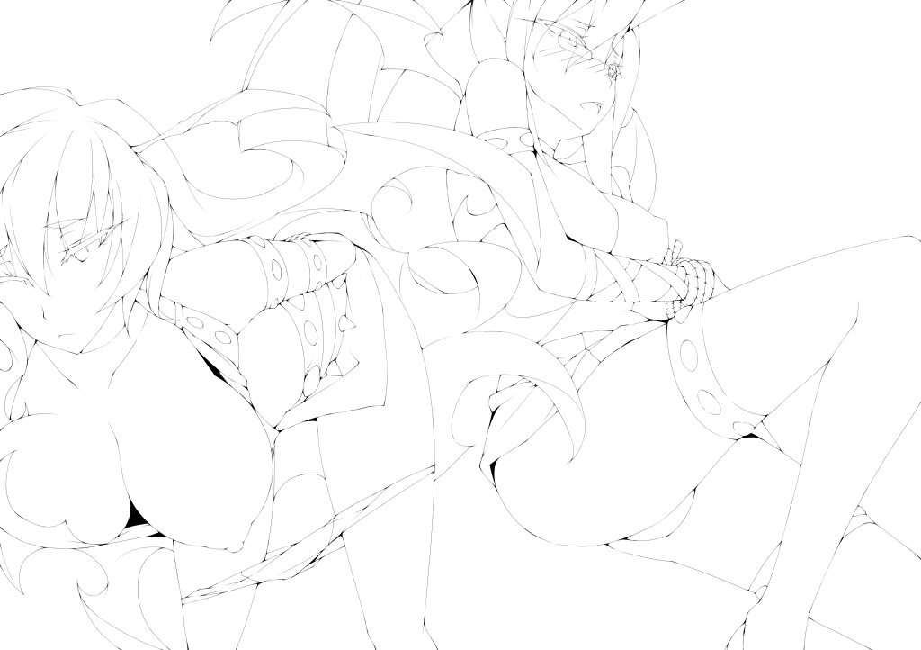 bat_wings black_and_white blush demon demon_girl female glasses kneesocks_daemon panty_&amp;_stocking_with_garterbelt panty_pull rope rule34 scanty_daemon