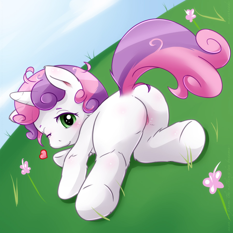 1:1 e621 equid equine female feral friendship_is_magic fur genitals green_eyes hair hasbro heart_symbol horn mammal maverick multicolored_hair my_little_pony mythological_creature mythological_equine mythology pink_hair purple_hair solo sweetie_belle_(mlp) tail two_tone_hair unicorn vulva white_body white_fur young young_female young_feral