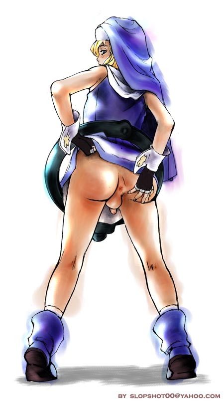 1boy androgynous anus ass ass_grab balls blonde_hair blue_eyes boots bridget canon_crossdressing crossdressing dress dress_lift femboy fingerless_gloves flaccid girly gloves guilty_gear hand_on_hip hips looking_back male male_only no_underwear nun nun's_habit penis presenting rule34 solo spread_ass standing testicles