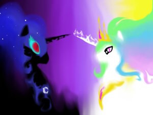 Rating: Safe Score: 0 Tags: 4:3 armor blue_eyes cosmic_hair crown duo e621 equid equine ethereal_hair female feral friendship_is_magic hair hasbro headgear horn horse mammal multicolored_hair my_little_pony nightmare_moon_(mlp) pink_eyes pony princess_celestia_(mlp) pseudo_hair rainbow_hair simple_background toony unknown_artist User: bunchy7s
