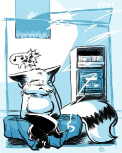 Rating: Safe Score: 0 Tags: 2002 4:5 anthro biped blue_theme breasts canid canine cigarette cool_colors detailed_background e621 emmm female fox mammal music sitting smoking solo stereo tail User: bunchy7s