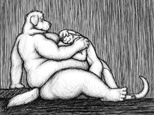 Rating: Safe Score: 0 Tags: 2009 anthro belly belly_hug belly_rub big_belly canid canine canis cuddling domestic_dog duo e621 fluffylai hand_on_belly hug looking_at_another male mammal monochrome mustelid nude obese obese_anthro obese_male otter overweight overweight_anthro overweight_male size_difference tail User: bunchy7s