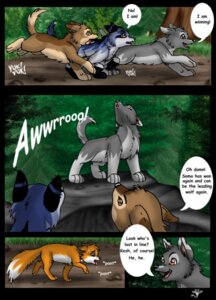 Rating: Safe Score: 0 Tags: breath canid canine canis comic detailed_background dialogue dubius e621 english_text feral fox group howl kesh_(ruki) male mammal nature outside panting racing rukifox soma tail text toony watermark wolf User: bunchy7s