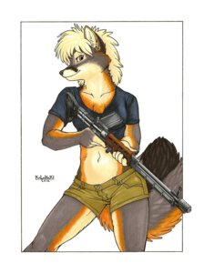 Rating: Safe Score: 0 Tags: 2012 5_fingers anthro automatic_rifle black_body black_claws black_ears black_fur black_nose black_tail_tip blonde_hair bottomwear breasts canid canine claws closed_smile clothing countershade_face countershade_neck countershade_torso countershading crop_top dipstick_tail e621 ear_piercing ear_ring female fg_42 finger_claws fingers fox fur grey_arms grey_body grey_fox grey_fur grey_legs grey_tail gun hair holding_gun holding_object holding_ranged_weapon holding_weapon hotpants humanoid_hands kalahari mammal marker_(artwork) markings mauser mouth_closed multicolored_body multicolored_fur neck_muscles orange_body orange_fur piercing portrait ranged_weapon rifle ring_piercing shirt shorts smile solo tail tail_markings three-quarter_portrait topwear traditional_media_(artwork) urocyon weapon white_body white_chest white_fur white_hair white_inner_ear yellow_eyes User: bunchy7s