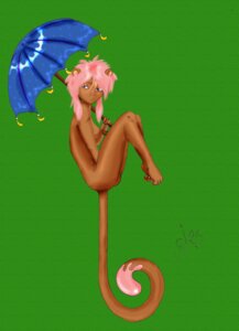 Rating: Safe Score: 0 Tags: absurd_res anthro banana bodily_fluids brown_body brown_fur e621 female food fruit fur gizzy hair haplorhine hi_res long_tail mammal monkey pink_hair plant primate purple_eyes simple_background solo tail tears umbrella User: bunchy7s