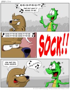 Rating: Safe Score: 0 Tags: anthro apo_(zoodotcom) comic dialogue duo e621 english_text lizard male matt_mccray musical_note musical_symbol reptile scalie singing stan_(zoodotcom) symbol text User: bunchy7s