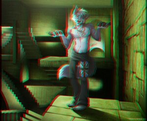 Rating: Safe Score: 0 Tags: 2011 5_toes anaglyph anthro barefoot biped canid canine canis clothed clothing e621 feet jewelry male mammal mel_miller necklace solo stereogram tail toes topless union_jack wolf User: bunchy7s