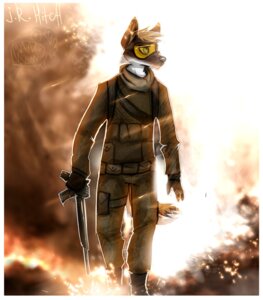 Rating: Safe Score: 0 Tags: activision anthro army belt blonde_hair border brown_tail call_of_duty canid canine clothing cool_guys_don't_look_at_explosions e621 explosion eyewear front_view goggles gun hair holding_gun holding_object holding_ranged_weapon holding_weapon jrhitch male mammal military ranged_weapon rifle scarf snout soldier solo standing tail tan_hair thigh_pouch two_tone_tail uniform utility_belt warrior weapon white_border white_tail wishbone_mouth User: bunchy7s