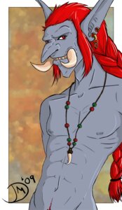 Rating: Questionable Score: 0 Tags: 2009 blizzard_entertainment braided_hair e621 ear_piercing hair humanoid jewelry male necklace nipples piercing pubes red_hair silvanesti solo troll_(mythology) tusks warcraft User: bunchy7s