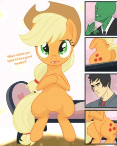 Rating: Safe Score: 0 Tags: 2013 4:5 accessory anon applejack_(mlp) bench black_hair blonde_hair blush butt clothing comic cowboy_hat cutie_mark dialogue e621 earth_pony english_text equid equine female feral freckles friendship_is_magic green_eyes hair hasbro hat headgear headwear hi_res horse human looking_at_viewer male mammal my_little_pony necktie on_bench pony sitting suit tail tex_(txlegionnaire) text txlegionnaire wide_hips User: bunchy7s