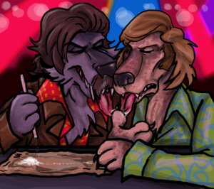 Rating: Questionable Score: 0 Tags: 1970s_theme anthro canid canine canis clothed clothing cocaine digital_media_(artwork) disco domestic_dog drugs duo e621 fur hair kaenhoushaki leisure_suit licking male male/male mammal suit tongue tongue_out unavailable_at_source User: bunchy7s