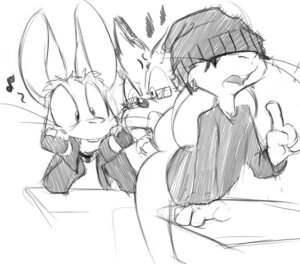Rating: Questionable Score: 0 Tags: 0r0 0r0ch1 5_fingers angry anthro arm_support beanie black_hair bottomless bottomless_male bruce_(furthia_high) butt campy_(furthia_high) canid canine clothed clothing desk duo e621 eyewear fingers forward_arm_support fox furniture furthia_high gesture glasses hair hand_gesture hat hat_over_eyes headgear headwear lagomorph leaning leaning_forward leporid long_ears male mammal monochrome musical_note musical_symbol open_mouth rabbit raised_finger raised_index_finger scut_tail short_tail simple_background symbol table tail white_background User: bunchy7s